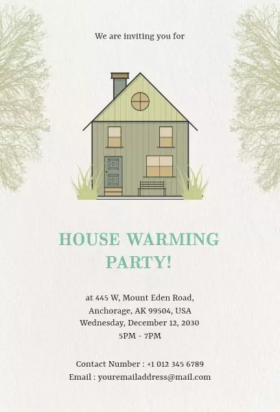 Charming Greenery Housewarming Celebration Invitation Template