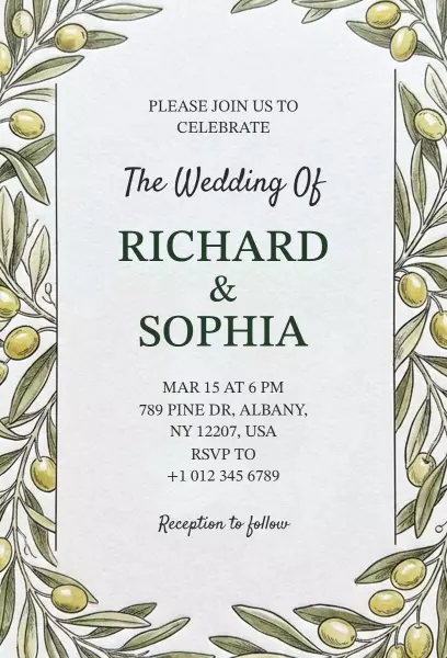 Charming Greenery Themed Wedding Celebration Invitation Template