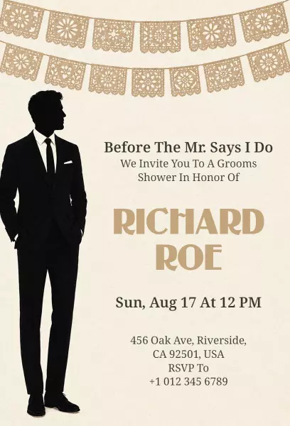 Charming Groomsman Shower Celebration Invitation Template