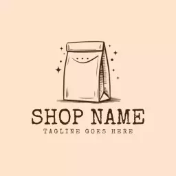 Charming Hand-Drawn Paper Bag Design Promoting Eco-Friendly Options Logo Template