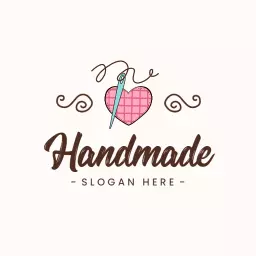 Charming Heart and Needle Design for Handicraft Art Logo Template