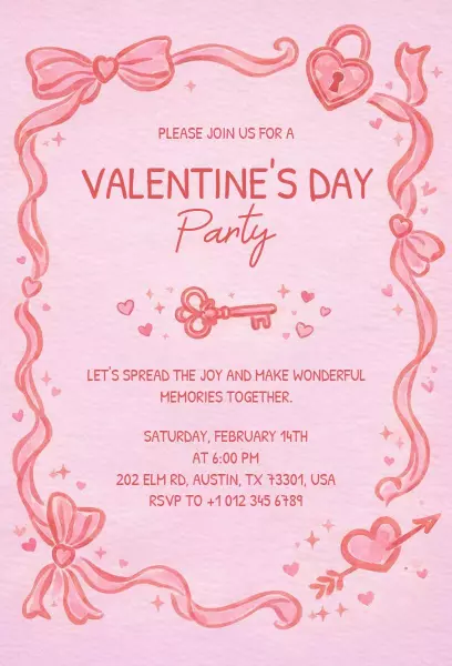 Charming Heart Design Valentine's Day Celebration Invitation Template
