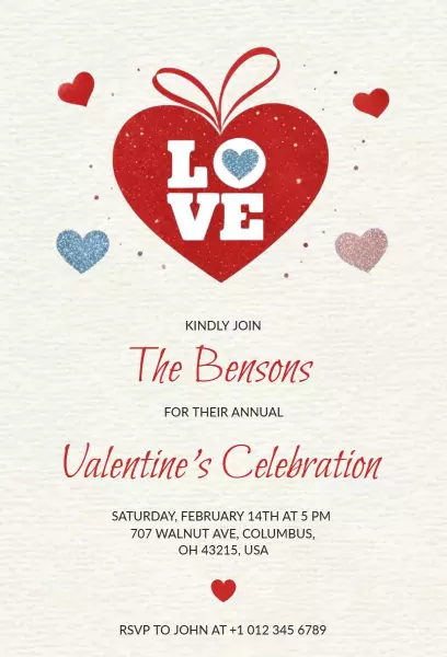Charming Heartfelt Valentine's Day Celebration Invitation Template