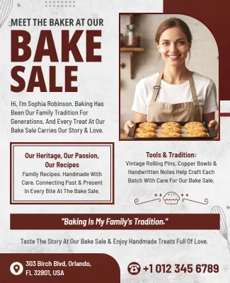 Charming Heritage Family Tradition Bake Sale Flyer Template