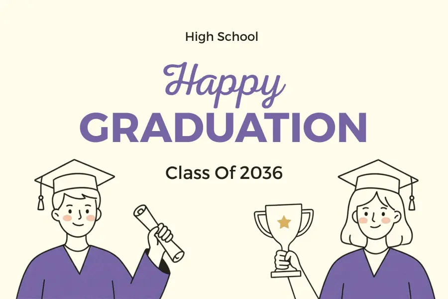 Charming High School Graduation Postcard Template