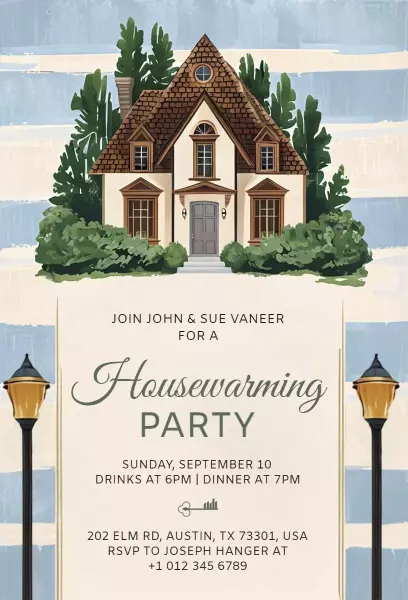 Charming Home Sweet Home Housewarming Celebration Invitation Template