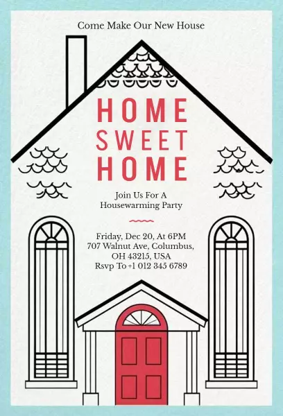 Charming Home Sweet Housewarming Celebration Invitation Template