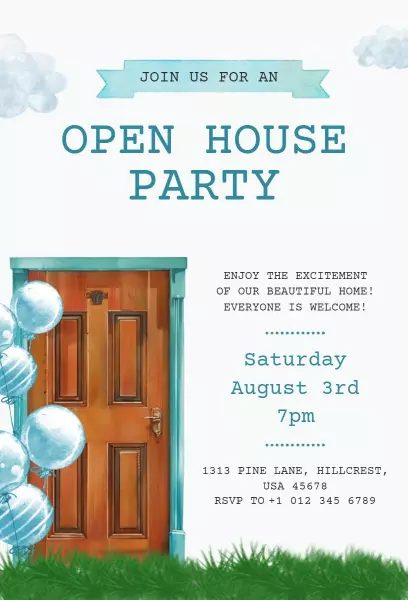 Charming Home Welcome Gathering Open House Invitation Template