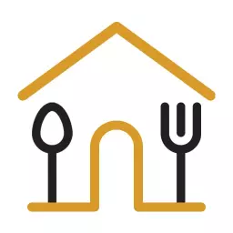 Charming House Design with Fork and Spoon Represents Restaurant Logo Template