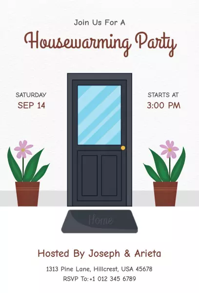 Charming Housewarming Celebration New Home Gathering Invitation Template