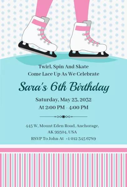 Charming Ice Skating Celebration Birthday Invitation Template