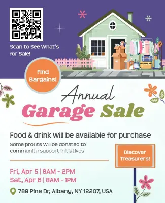 Charming Illustrated Annual Garage Sale Flyer Template