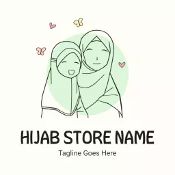 Charming Illustration of Joyful Women Wearing Hijabs Logo Template