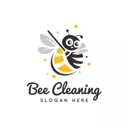 Charming Illustrative Bee Design for Eco-Friendly Cleaning Logo Template