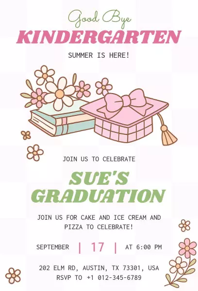 Charming Kindergarten Graduation Celebration Invitation Template