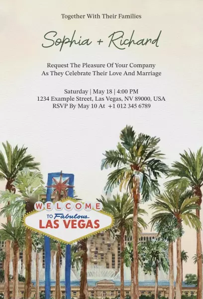 Charming Las Vegas Destination Wedding Celebration Invitation Template