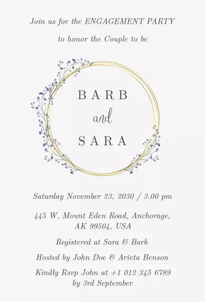 Charming Lavender Floral Engagement Celebration Invitation Template