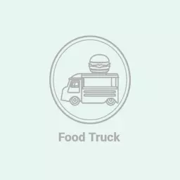 Charming Light Blue Sketch of Food Truck with Burger Logo Template