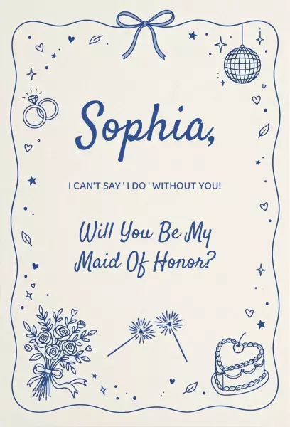 Charming Maid of Honor Proposal Bridesmaid Invitation Template