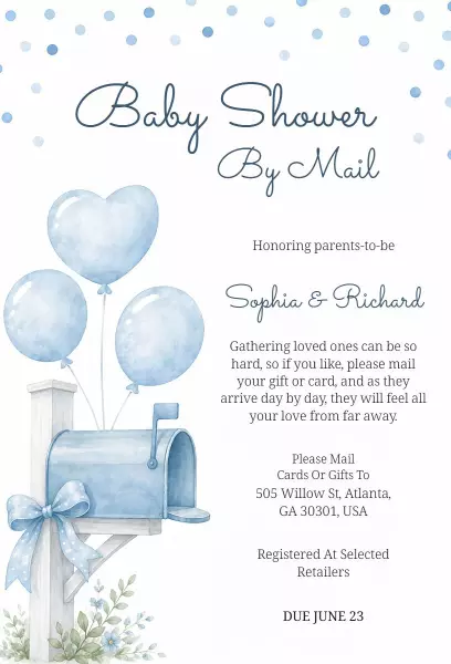 Charming Mail-In Baby Shower Invitation for Parents-to-Be Template