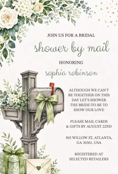 Charming Mailbox Theme Bridal Shower Invitation Template