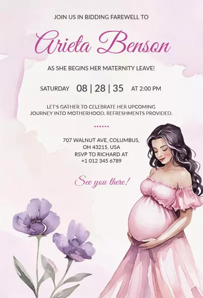 Charming Maternity Leave Farewell Celebration Invitation Template