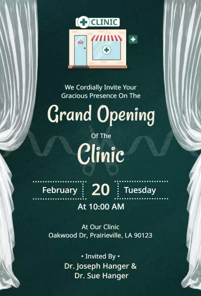 Charming Modern Clinic Grand Opening Celebration Invitation Template