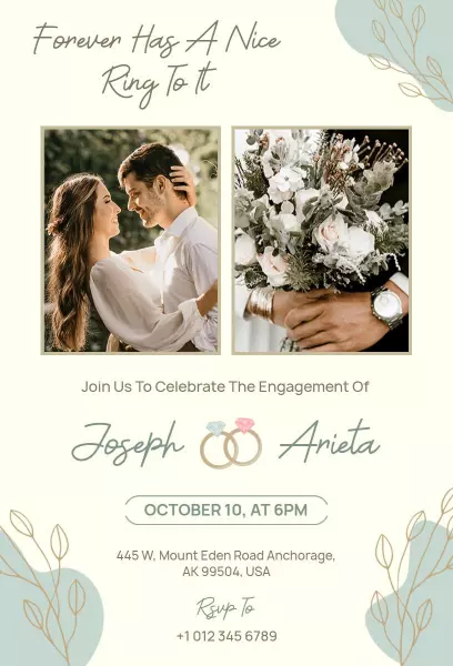 Charming Modern Floral Engagement Celebration Invitation Template