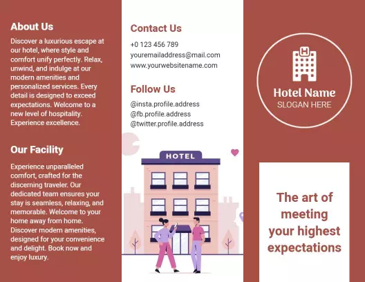 Charming Modern Hotel Amenities and Services Brochure Template