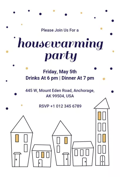 Charming Modern Housewarming Gathering Celebration Invitation Template