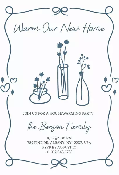 Charming Modern Housewarming Party Celebration Invitation Template
