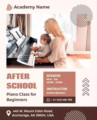 Charming Modern Piano Class for Beginners Poster Template