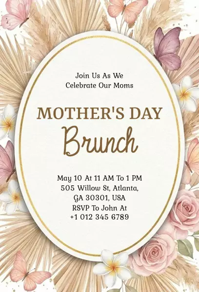 Charming Mother's Day Brunch Celebration Invitation Template