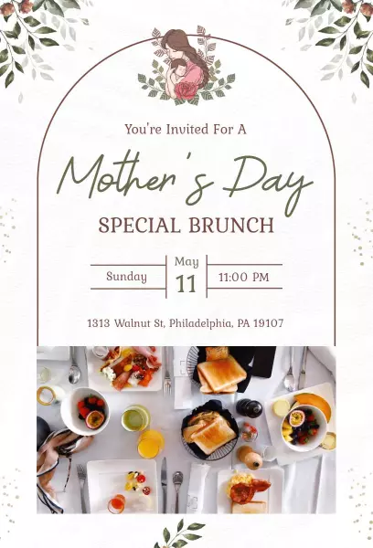Charming Mother's Day Special Brunch Celebration Invitation Template