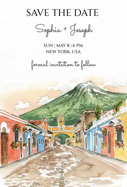 Charming Mountain-Themed Wedding Save The Date Invitation Template