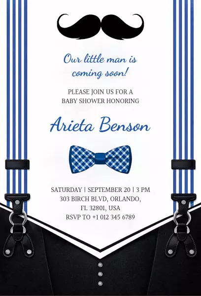 Charming Mustache-Themed Baby Shower Celebration Invitation Template