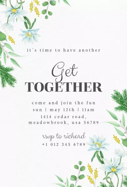 Charming Nature-Themed Get Together Gathering Invitation Template