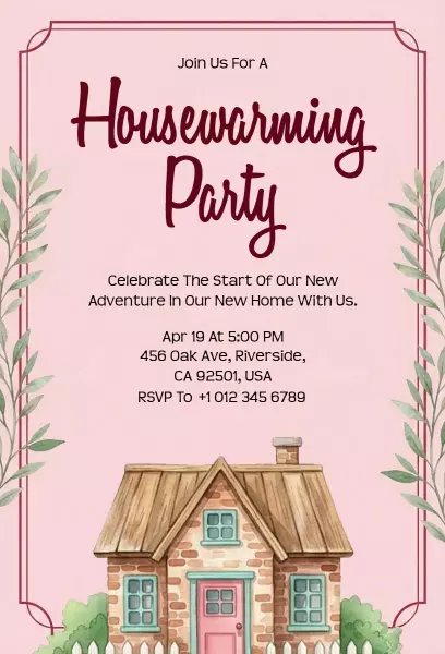 Charming New Beginnings Housewarming Party Invitation Template