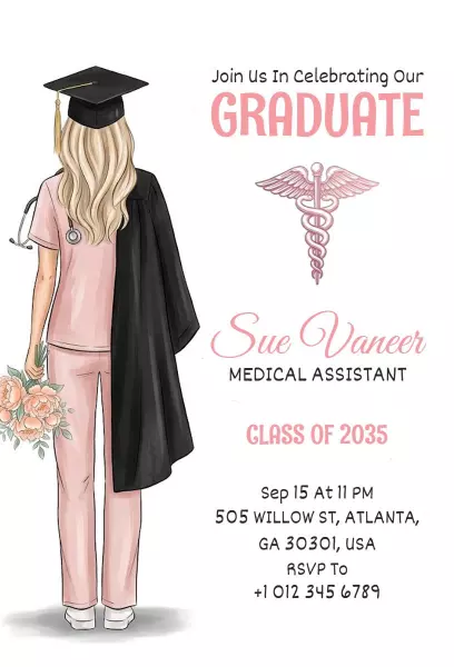 Charming Nursing Graduate Celebration Ceremony Invitation Template