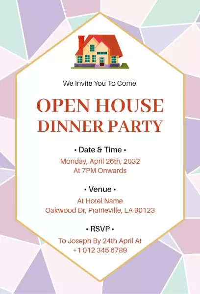 Charming Open House Dinner Party Gathering Invitation Template