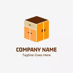 Charming Orange Cabinet Design Showcasing Home Decor Logo Template