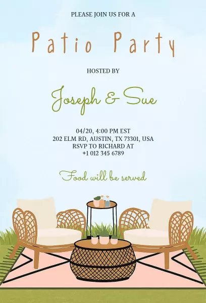 Charming Outdoor Patio Gathering Celebration Invitation Template