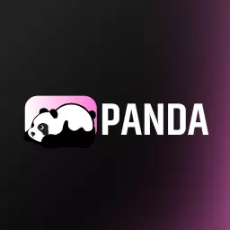 Charming Panda Relaxing in Soft Pink Background Logo Template