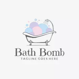 Charming Pastel Bubbles in a Cozy Bath Tub Bathroom Logo Template