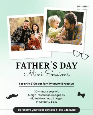 Charming Pastel Fathers Day Mini Photo Session Poster Template