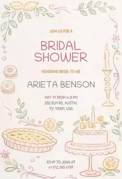 Charming Pastel Floral Bridal Shower Celebration Invitation Template