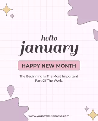 Charming Pastel January New Month Celebration Poster Template