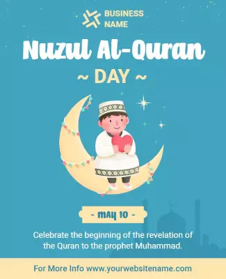 Charming Pastel Nuzul Al-Quran Celebration Day Poster Template