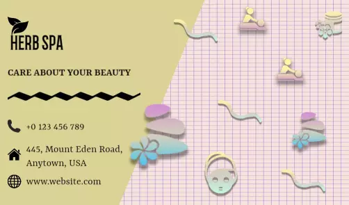 Charming Pastel Spa and Beauty Services Business Card Template