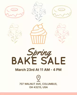 Charming Pastel Spring Bake Sale Poster Template